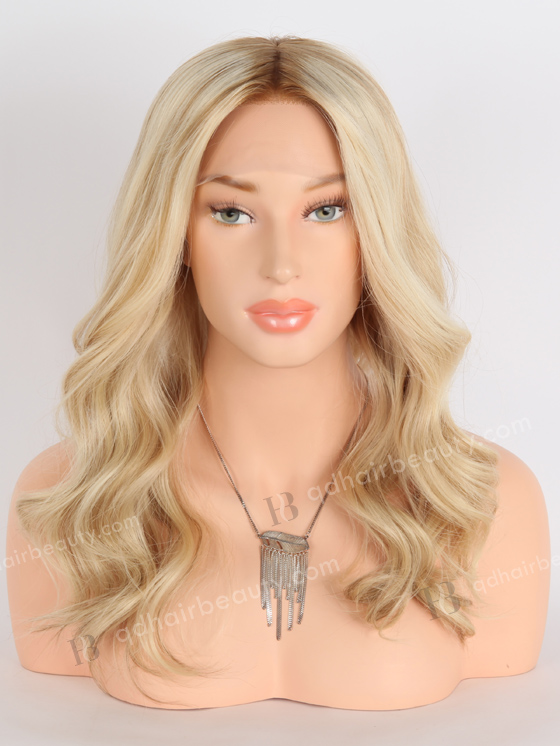 In Stock European Virgin Hair 16" All One Length Beach Wave 60/8a# Highlights, Roots 8a# Color Grandeur Wig GRD-08004